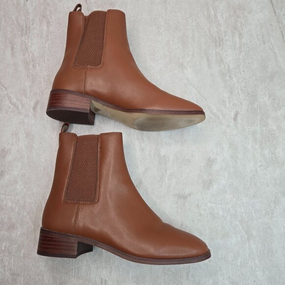 J. Crew Western Chelsea Boots Size 7 Brown Faux Leather Low Heel Ankle Booties - Picture 5 of 12